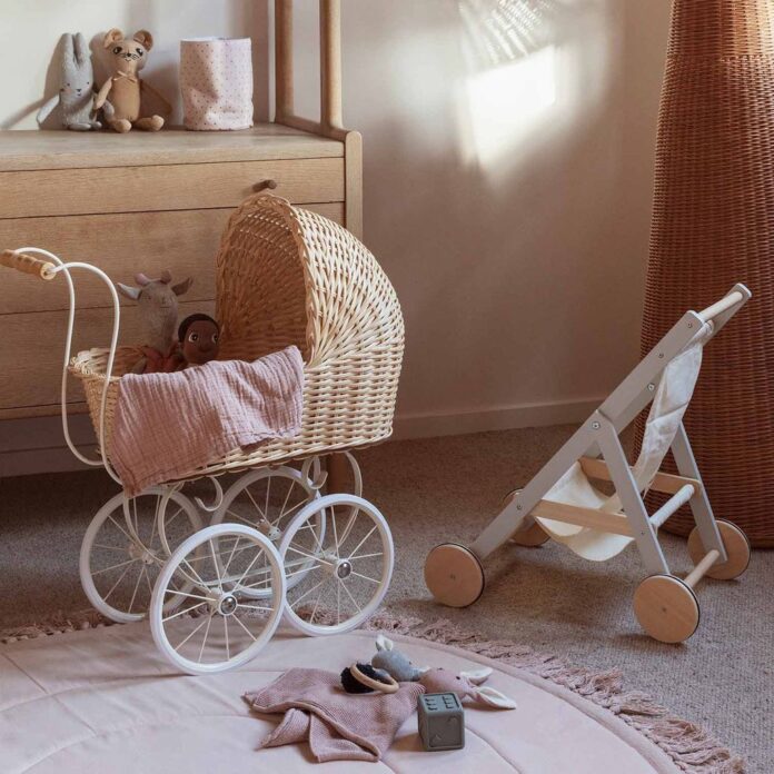 rattan baby stroller